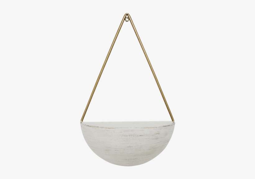Half Circle White Gold Hanging Planter 38cm - Gold, transparent png download