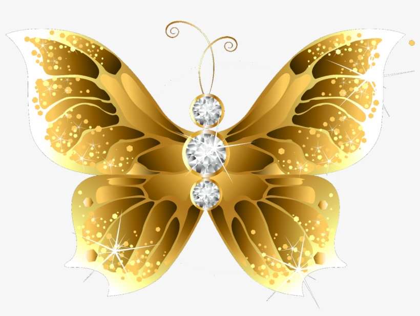 Gold Butterflies Png Butterfly Gold Flower PNG Image Transparent