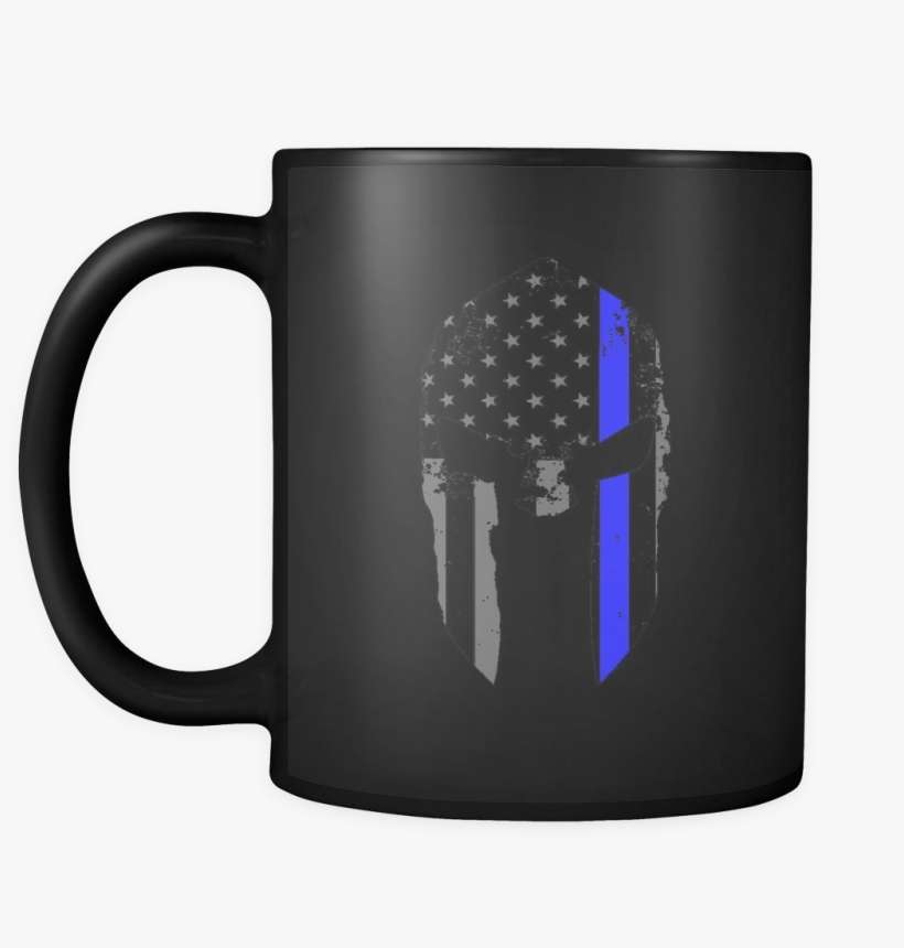 Spartan Helmet Thin Blue Line Flag Mug - K9 Police Coffee Mugs, transparent png download