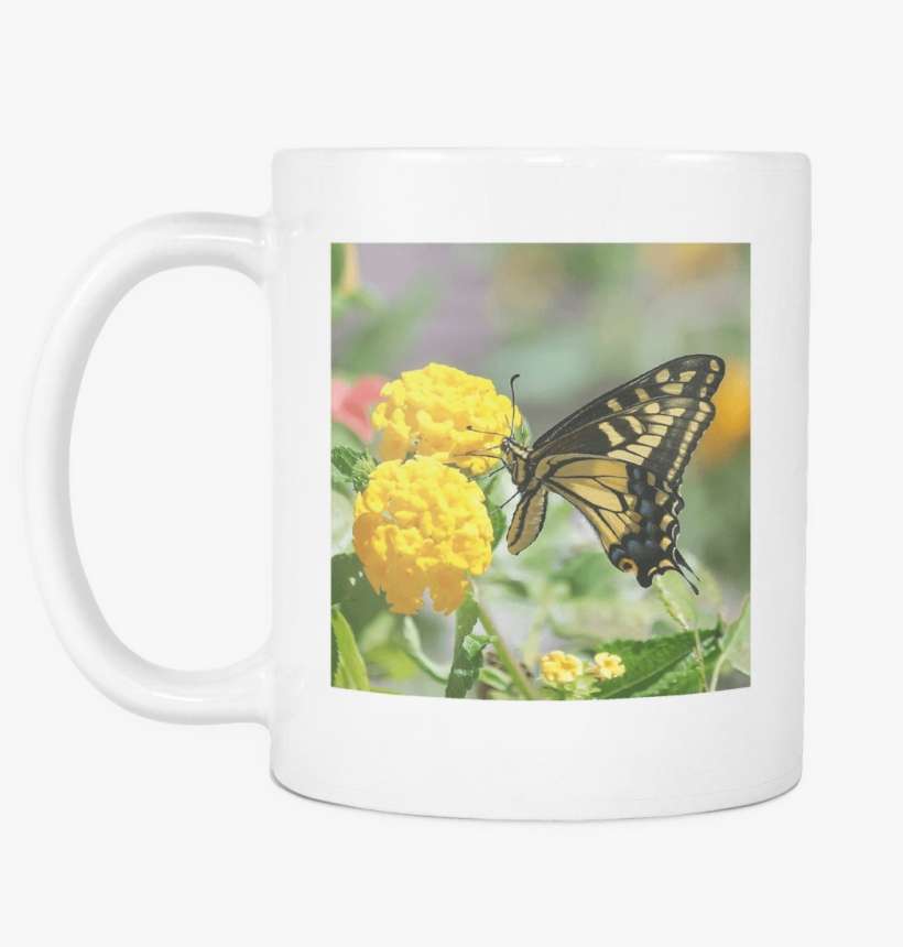 Yellow Butterfly Tea Cup Or Coffee Mug, 11 Oz Ceramic - Monarch Butterfly, transparent png download