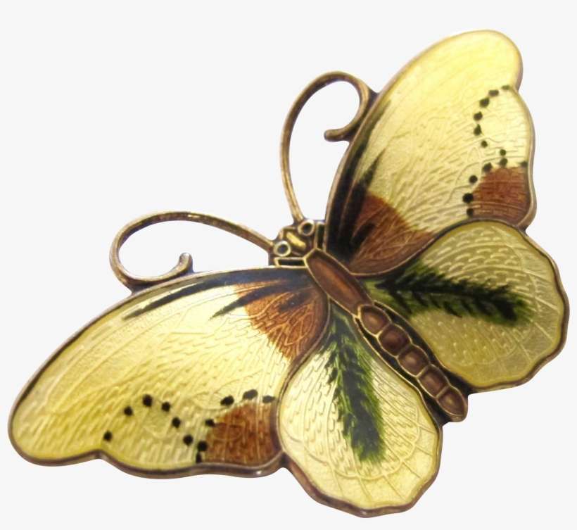 Vintage Hroar Prydz Norway Yellow Butterfly Pin - Brooch, transparent png download