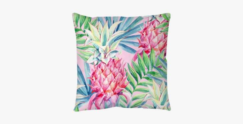 Watercolor Pineapple Fruit Seamless Pattern Floor Pillow - Pink Pineapple Water Color, transparent png download