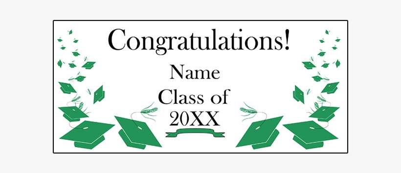 Personalized Green Mortarboard Banner Party Supplies - Black Mortarboard Grad Door Banner, transparent png download