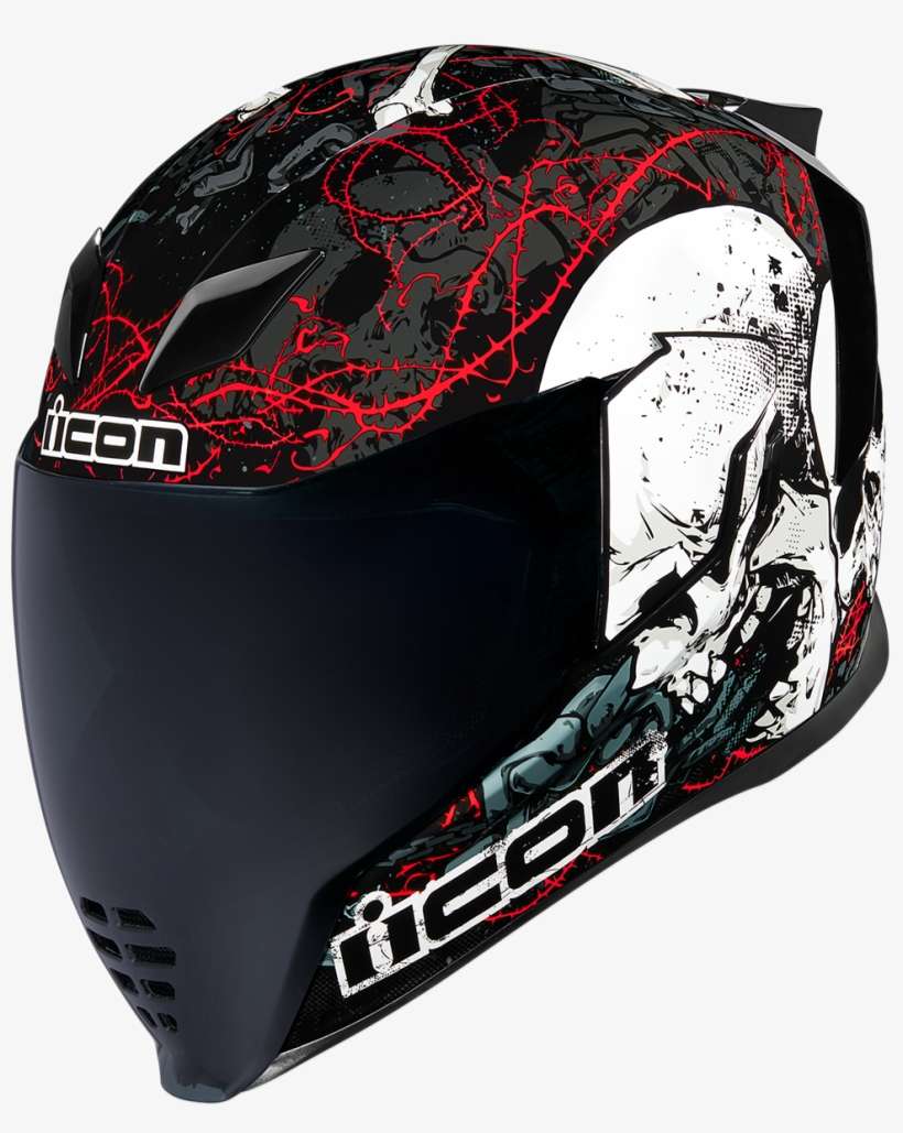 Icon Airflite Black Skull Unisex Fullface Motorcycle - Icon Airflite Skull Helmet, transparent png download