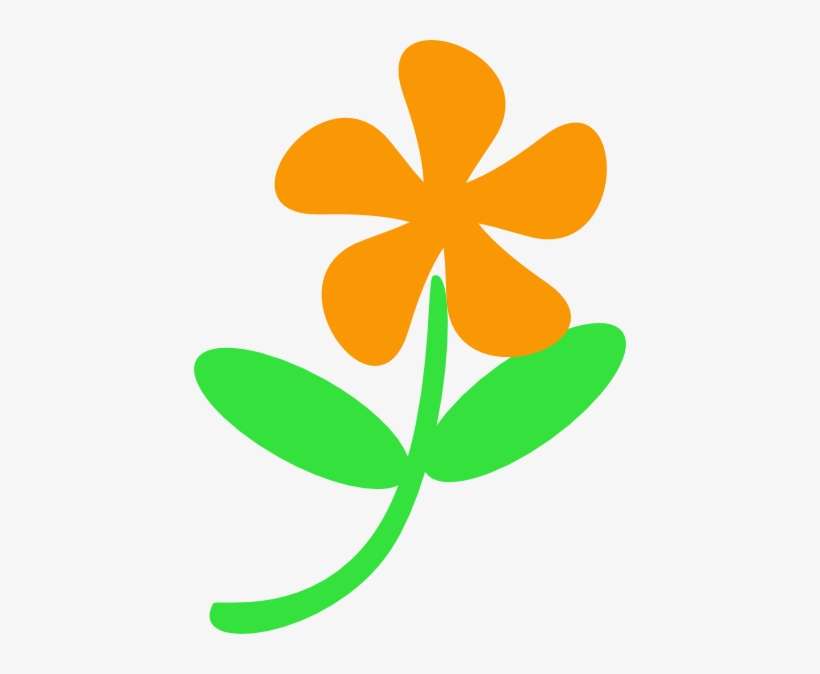 Orange Flower Png Image Clipartu200b - Flower With Stem Clipart, transparent png download