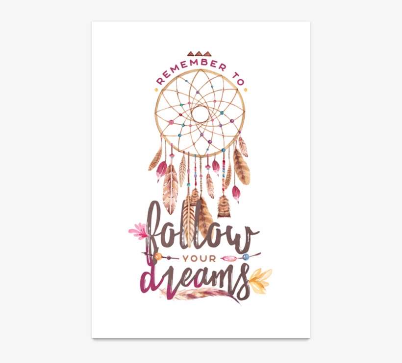 Poster Dreamcatcher Boho De Klíssia Lessana - Aquarell Dreamcatcher Boho Rosa Kakifarbiges Postkarte, transparent png download