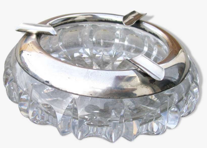 Old Ashtray Crystal And Sterling Silver - Lead Glass, transparent png download