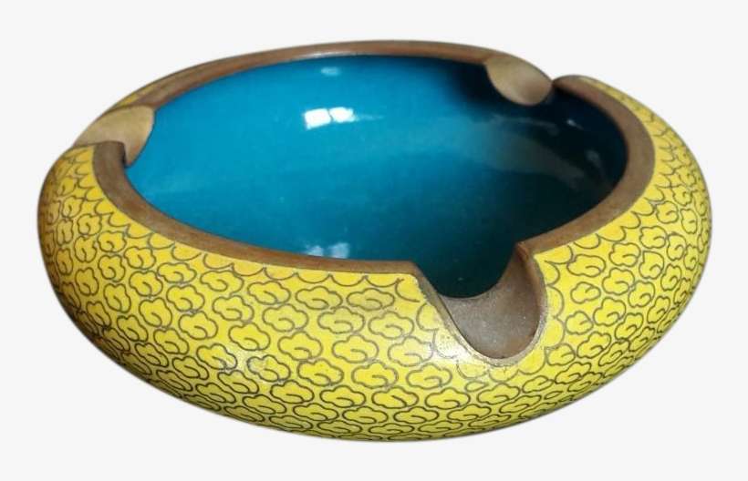 Vintage Cloisonne Ashtray Yellow Ash Tray 3 Cigarette - Ashtray, transparent png download