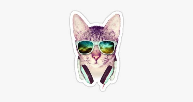 Hipster Cat With Glasses Space Nebula 2 By Mullianred - Cat - Hipster Cat T Shirt & Hoodie, transparent png download