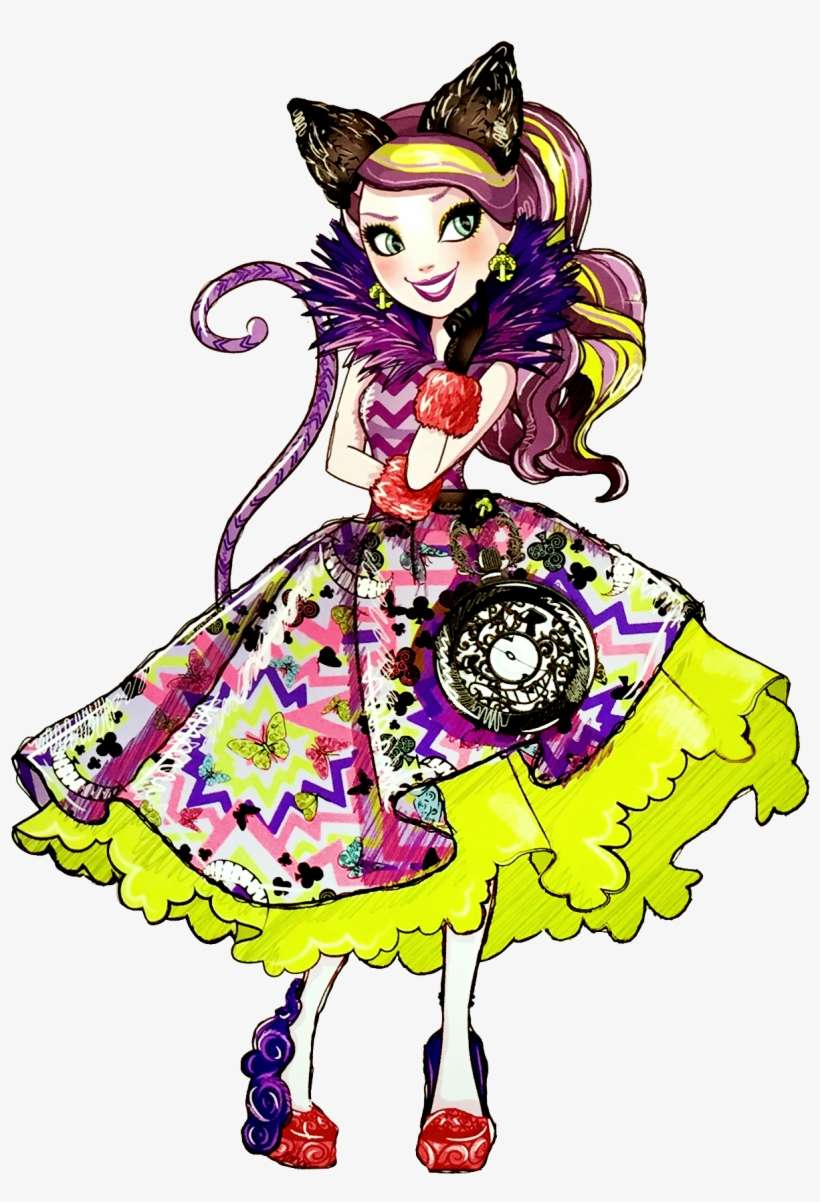 Cheshire Cat Ever After High Doll Drawing Alice - Ever After High Way Too Wonderland Kitty Cheshire, transparent png download