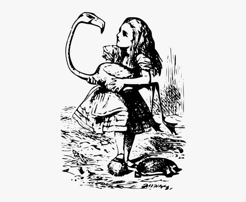 Free Vector Alice In Wonderland Alice With A Flamingo - Alice's Adventures In Wonderland Croquet, transparent png download