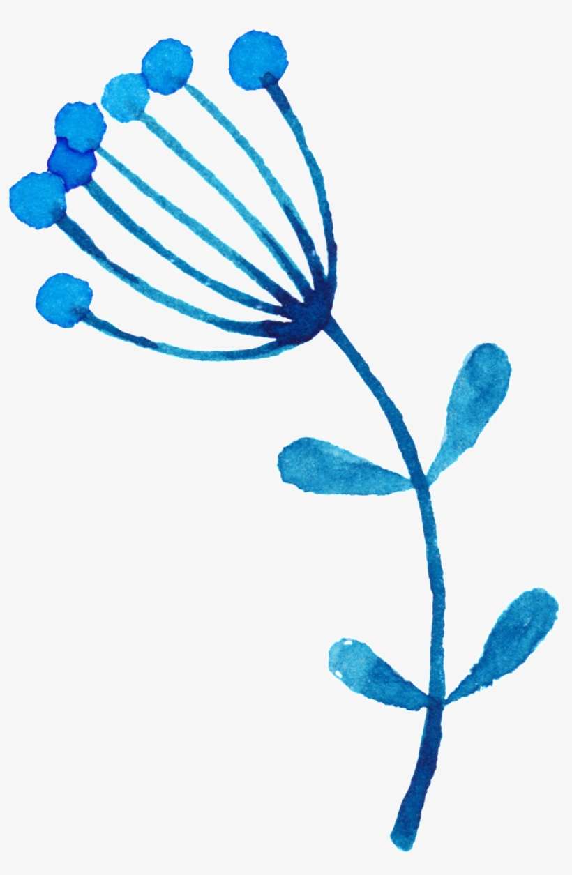 Este Fundos É Graceful Watercolor Hand-painted Flowers - Blumenmonogramm-raum-anmerkungs-karten-blau-blumen, transparent png download