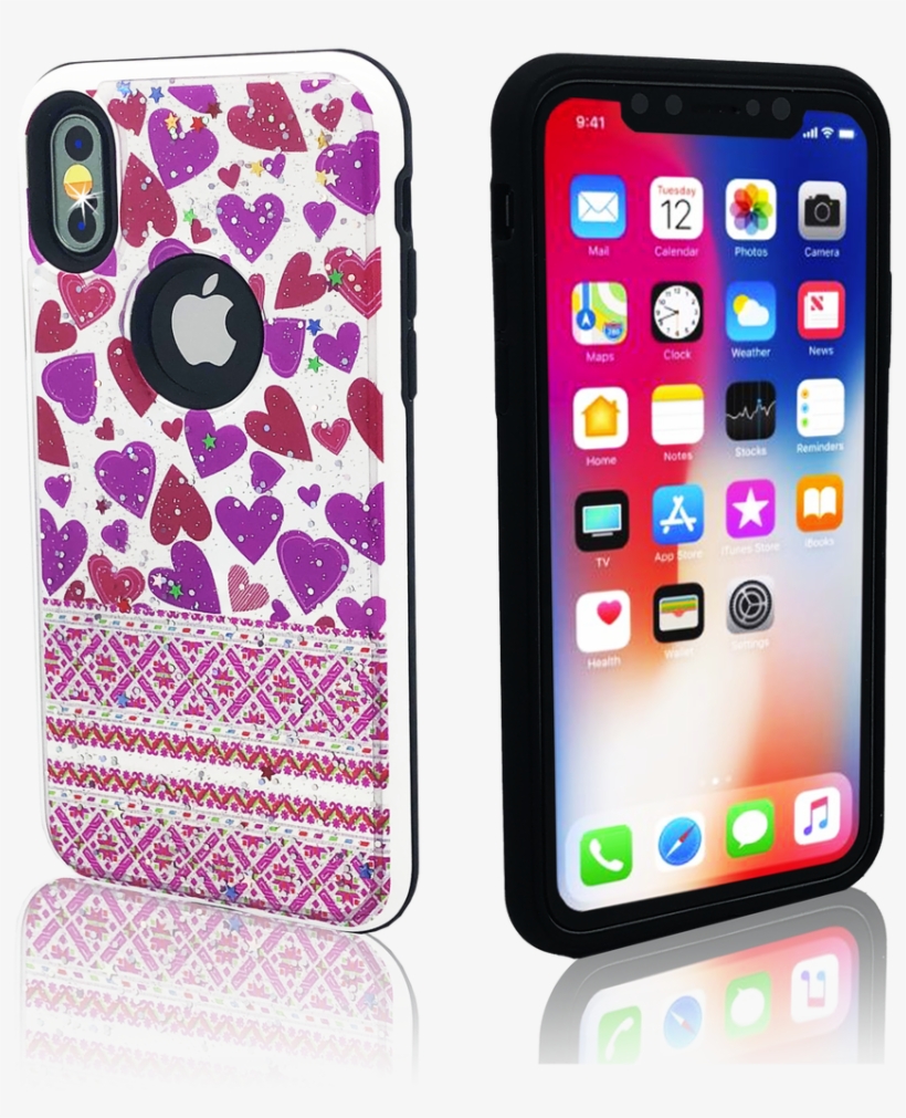 Iphone X/10/xs Mm 3d Purple Hearts - X Miami Telefon, transparent png download