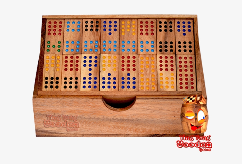Domino 12 Family Box Domino With 96 Wooden Dominoes - Wood, transparent png download