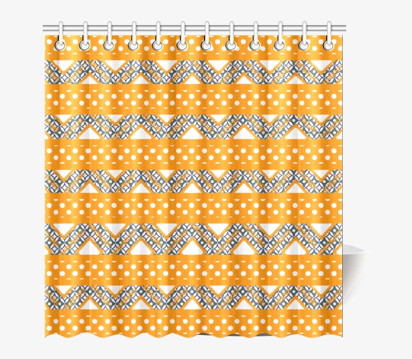 99 Orange Tribal Dots Shower Curtain - Pattern, transparent png download