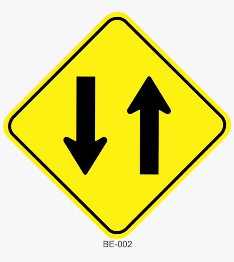 Placa De Advertência Mão Dupla Adiante - Two Lane Road Sign, transparent png download