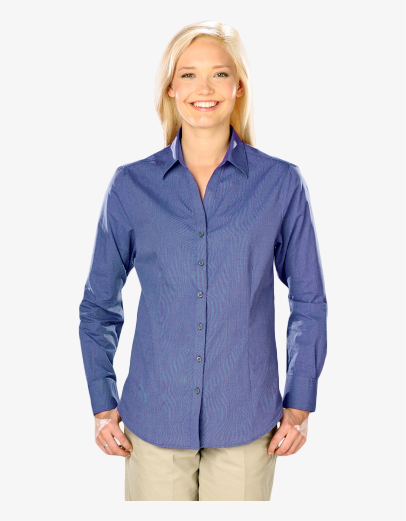 Ladies Cross-weave L/s Shirtl - Pocket, transparent png download
