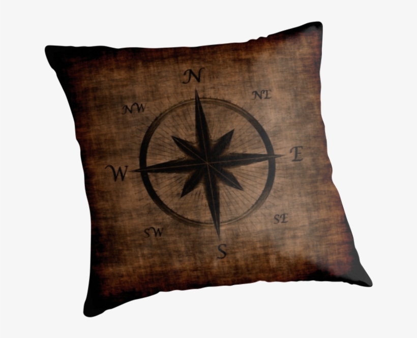 Nostalgic Old Compass Rose Design By Natureprints - Cushion, transparent png download