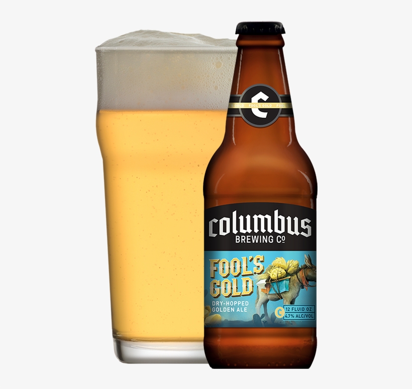 Cbc Fool's Gold Web Slide Bottle And Glass - Columbus Brewing Ipa, transparent png download