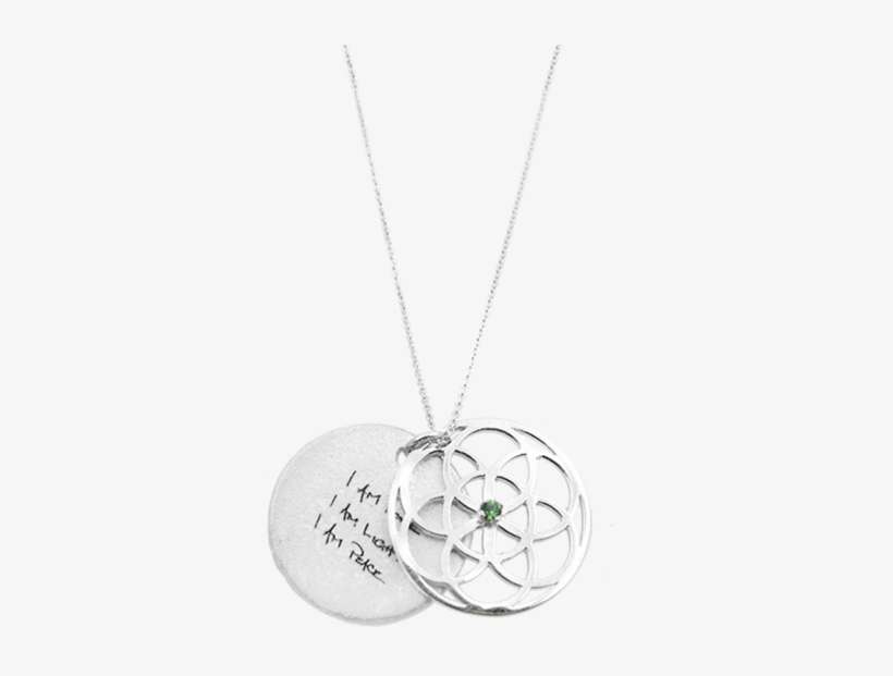 Seed Of Life Necklace With Swarovski Erinite Green - Locket, transparent png download