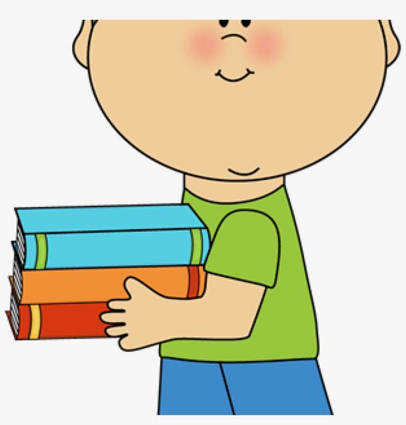 School Books Clipart Little Boy Carrying School Books - Clip Art, transparent png download