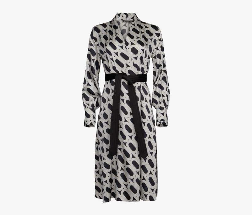 Elaine Silk Dress Black Print - Trench Coat, transparent png download