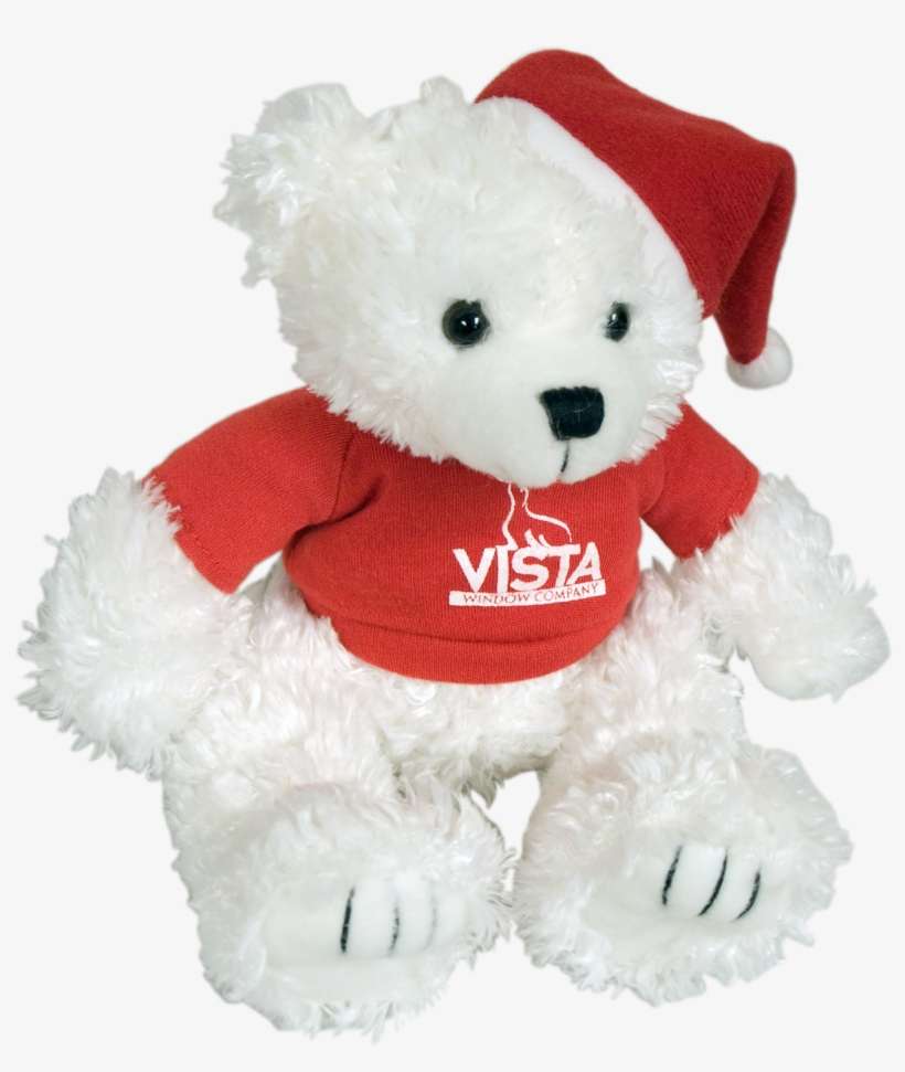 8" White Teddy Bear With Red T-shirt And Santa Hat - Teddy Bear, transparent png download