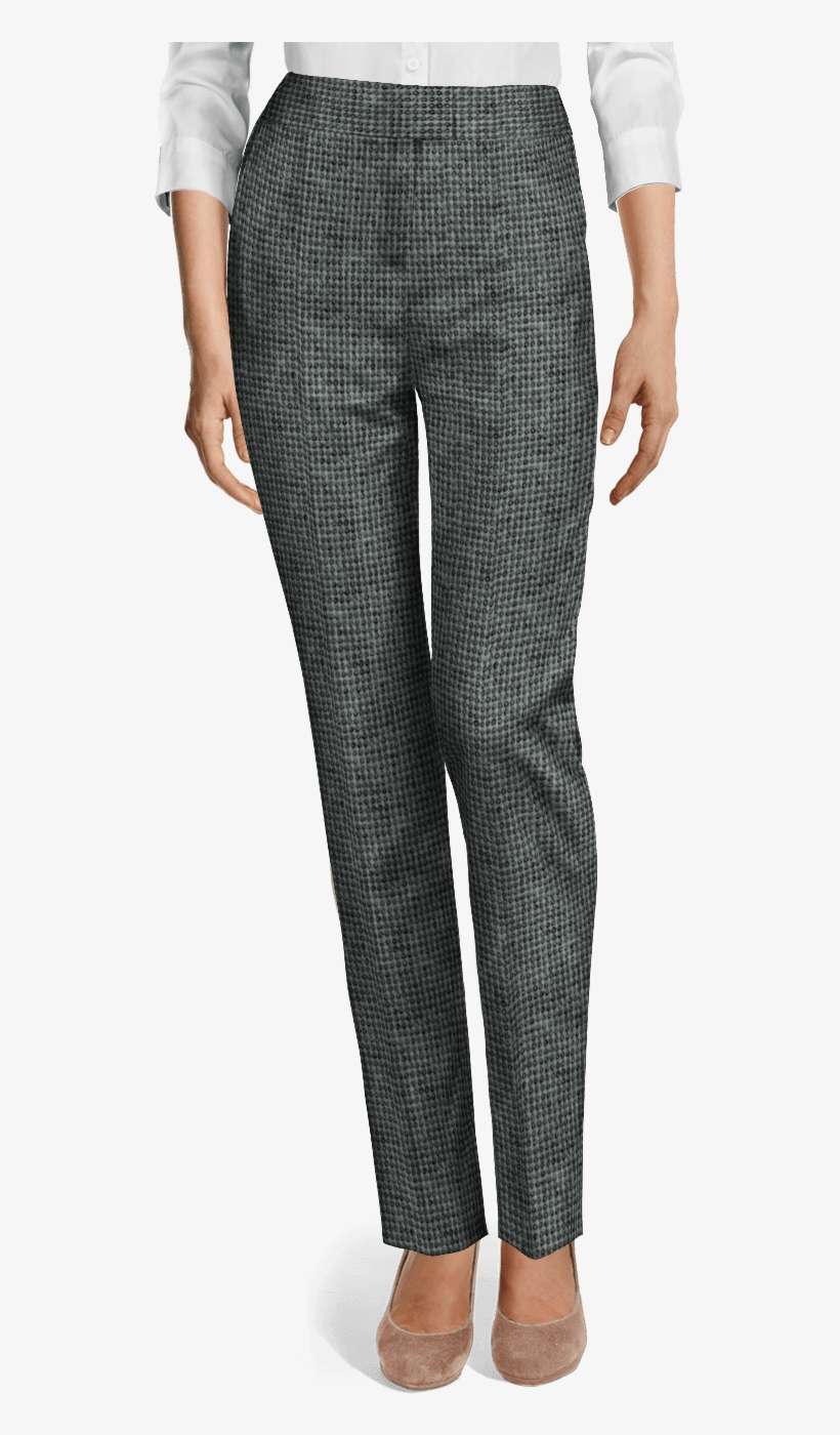 Grey Micropattern Polyester High Waisted Pants - Black Linen High Waisted Pants, transparent png download