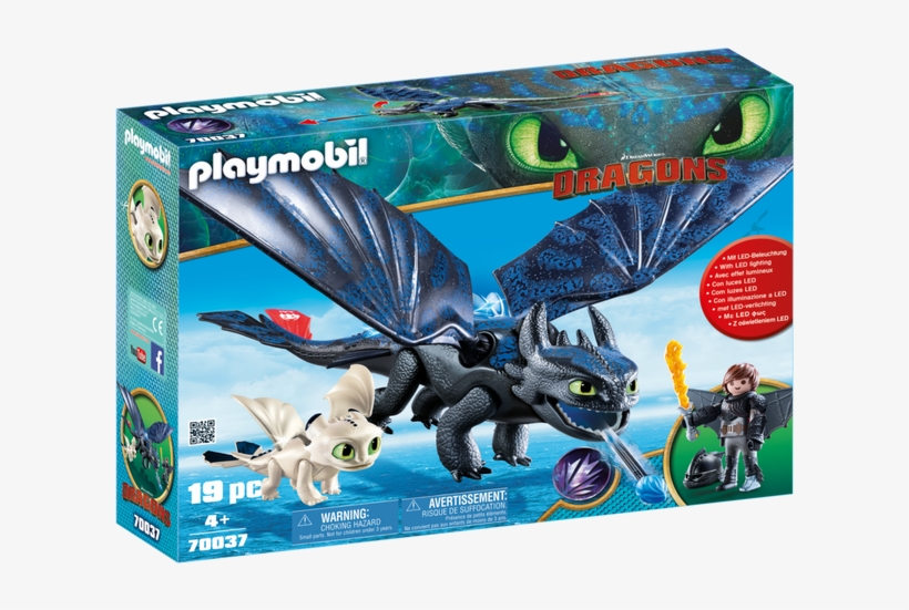 Hiccup And Toothless With Baby Dragon - Playmobil 70037, transparent png download