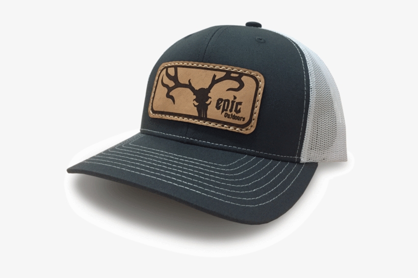 Epic Outdoors Authentic Leather Patch Trucker Hat - Baseball Cap, transparent png download