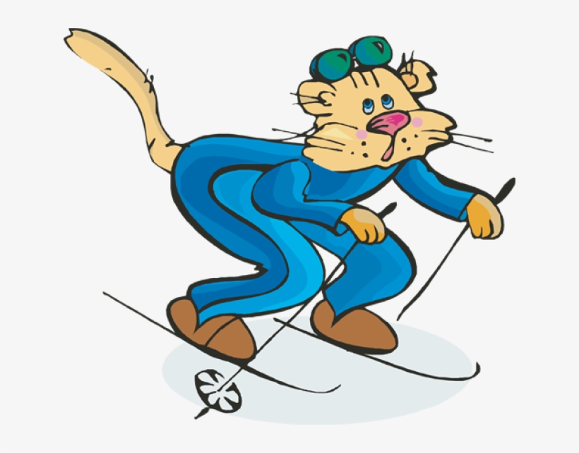 Cat In Snow Png - Skiing Cat Clipart, transparent png download