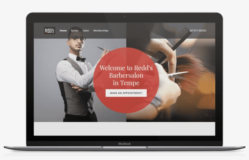 Redds Barber Salon Laptop Mockup - Iphone, transparent png download
