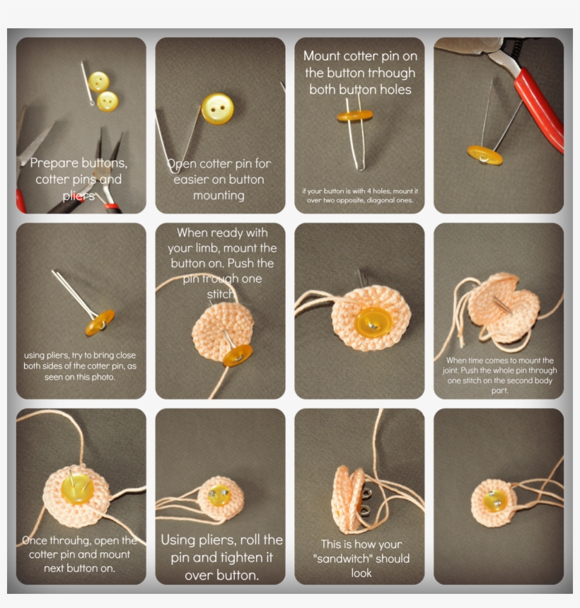 Mounting Cotter Pin And Button Joints For Dolls - Button Joints, transparent png download