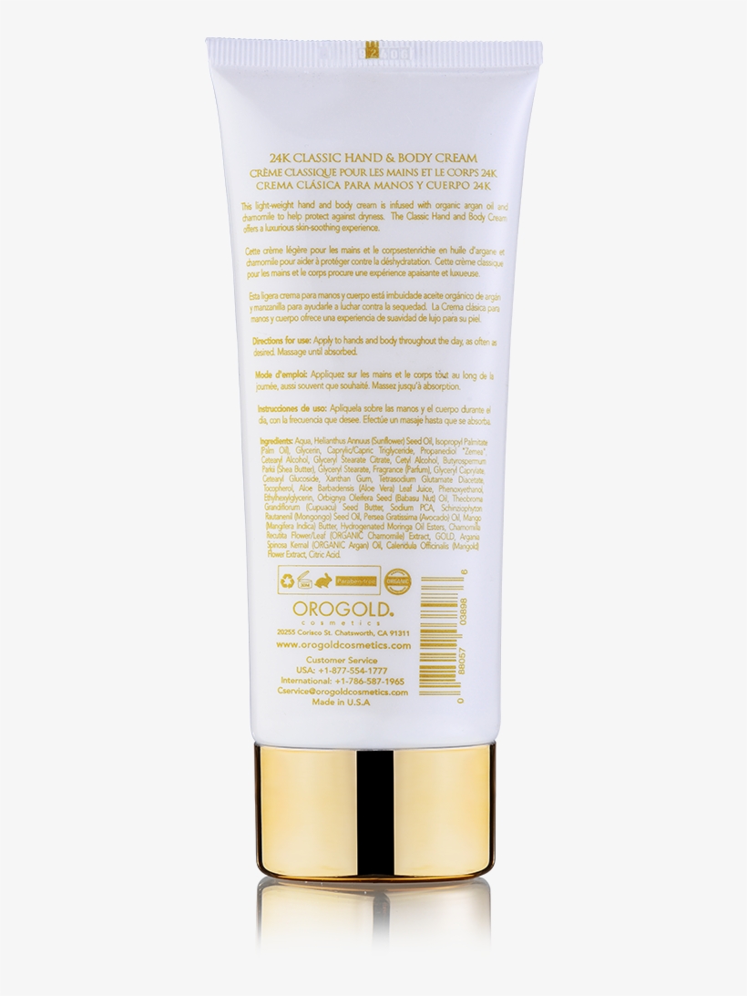 Orogold White Gold 24k Classic Hand And Body Cream - Cosmetics, transparent png download