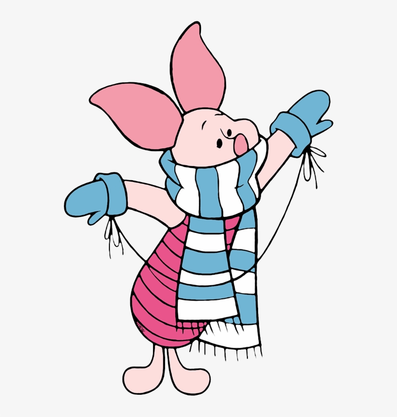 Piglet Wearing Scarf, Mittens - Piglet, transparent png download