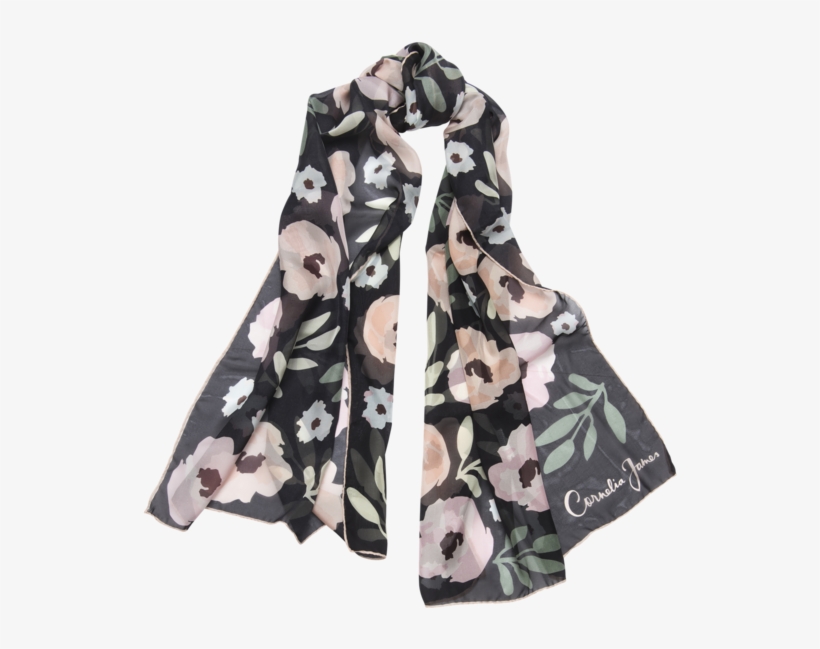 Graphic Free Chiffon Floral Print In Black Or White - Cornelia James Scarves, transparent png download