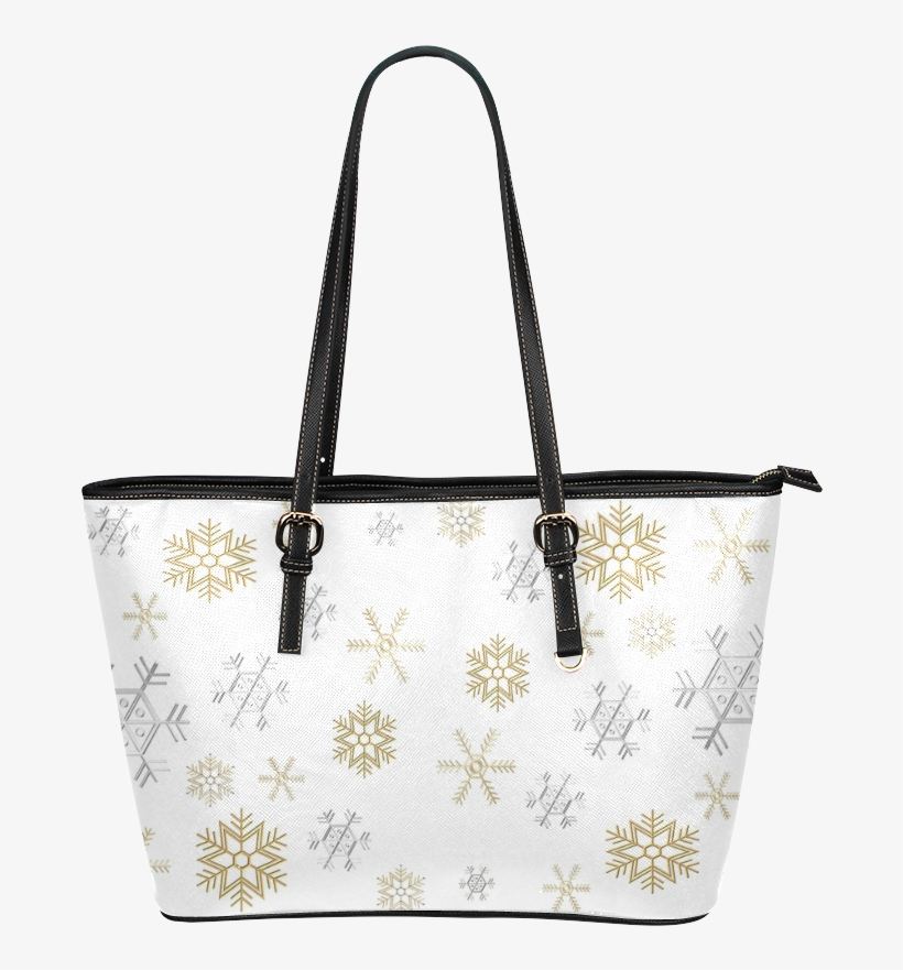 Silver And Gold Snowflakes On A White Background 2 - Tote Bag, transparent png download