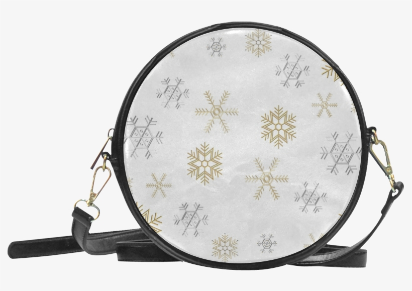 Silver And Gold Snowflakes On A White Background 2 - Bow Pink Sling Bags, transparent png download