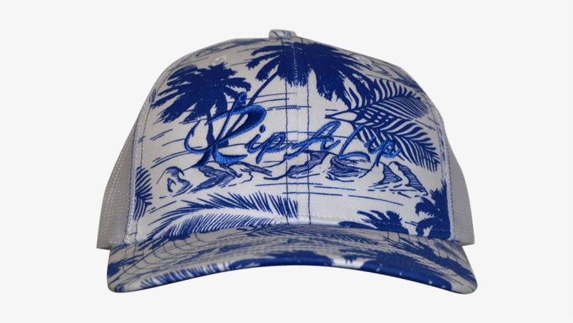 Royal Blue Island Print W/white Mesh Back Rip A Lip - Baseball Cap, transparent png download