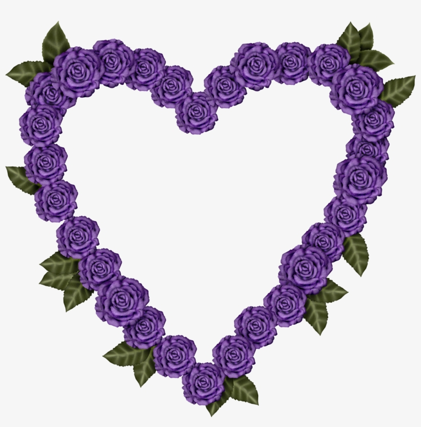 Marco De Flores Moradas En Corazón Rosas-moradas - White Roses Cartoon Png, transparent png download