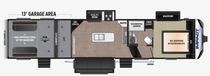 2019 - 2019 Keystone Impact 367 Floor Plan, transparent png download
