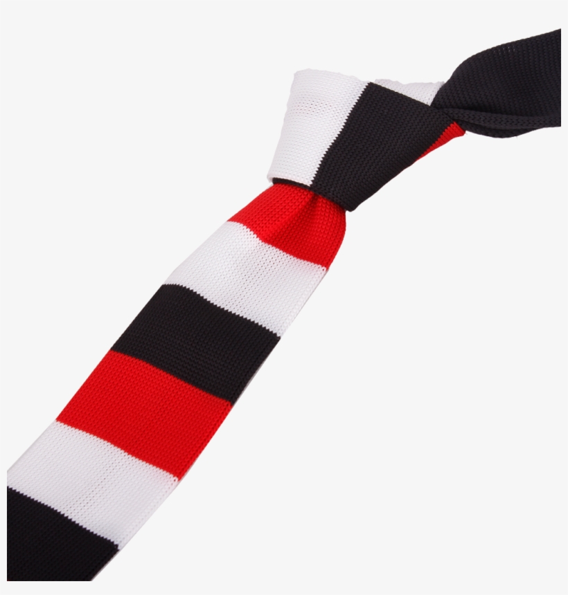 Corbata Tejida Negro Blanco Y Rojo - Knot, transparent png download
