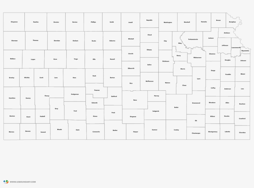 Kansas Counties Outline Map - Cross, transparent png download