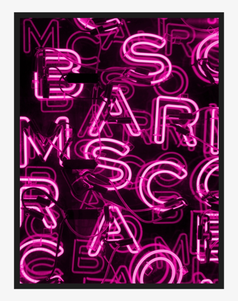 Pink Typography Neon Framed Print Art - Graphic Design, transparent png download
