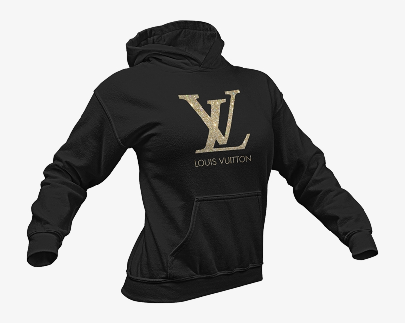 Glitter Vinyl Louis Vuitton Logo Hoodie - Black Metal, transparent png download
