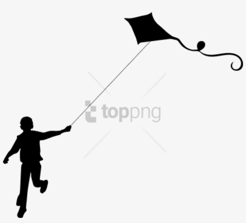 Free Png Download Boy Flying Kite Male Playing Silhouette - Kid Flying Kite Png, transparent png download