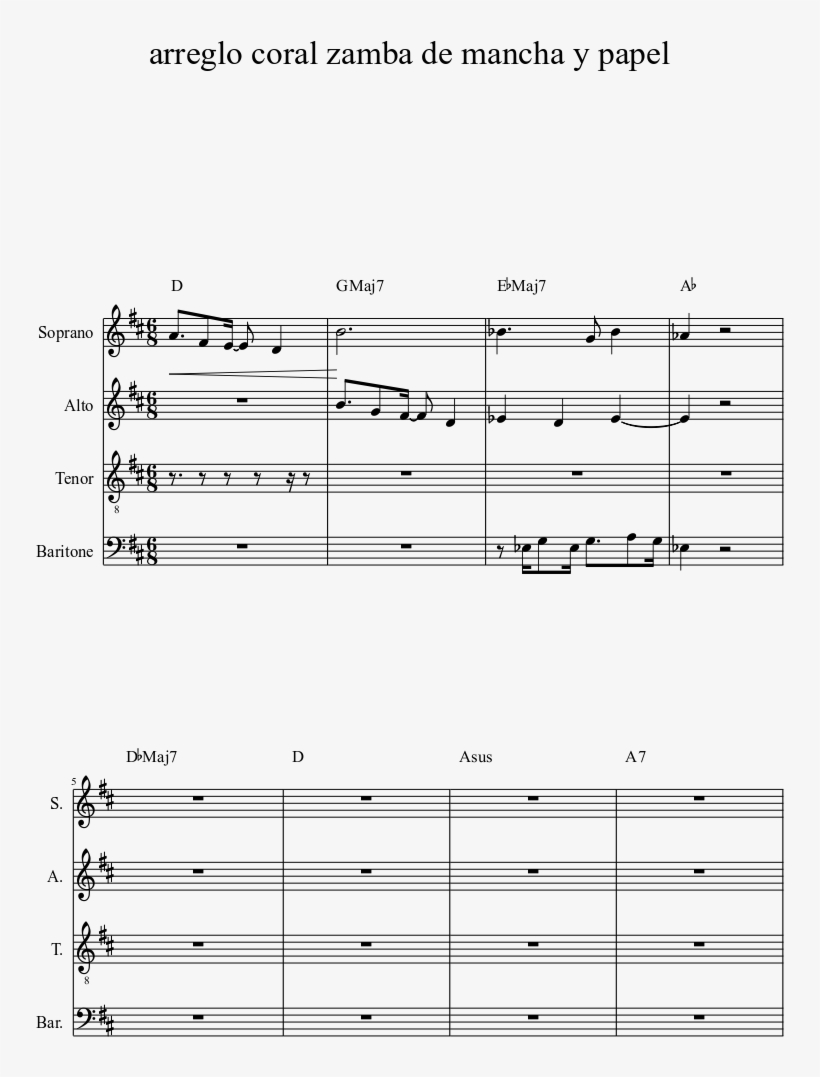 Arreglo Coral Zamba De Mancha Y Papel Sheet Music 1 - Ender's Game Sheet Music, transparent png download