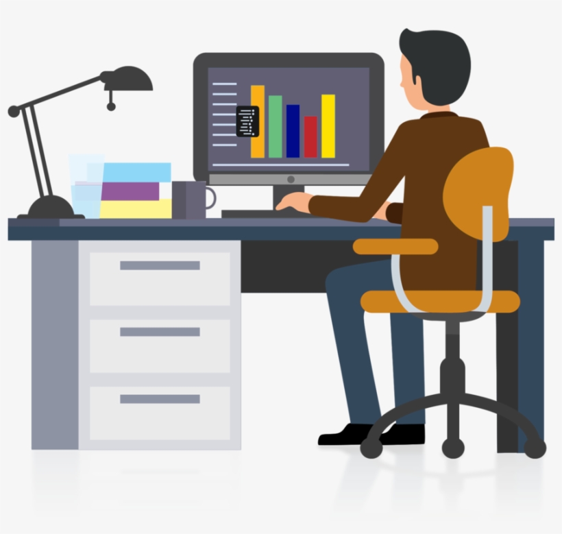 Office Businessman Working - Computer Desk, transparent png download