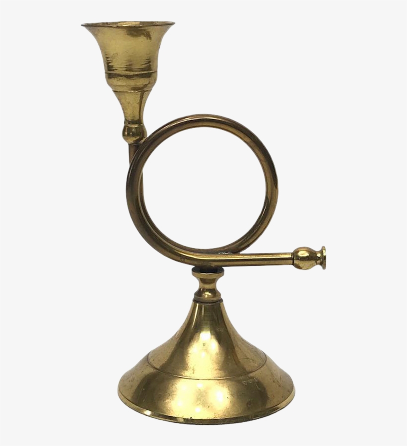 Brass French Horn Candlestick On Chairish - Brass, transparent png download