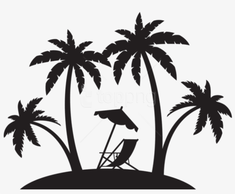 Free Png Palms And Beach Chair Silhouette Png Png - Beach Silhouette Png, transparent png download